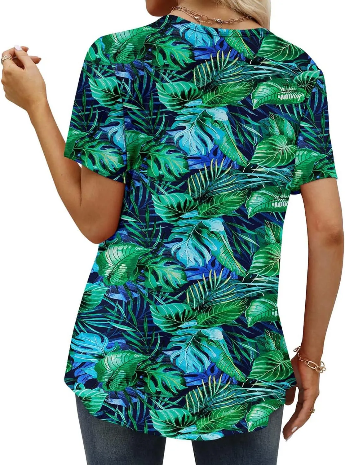 BETTE BOUTIK Womens Short Sleeve Tunics V Neck Button Down Shirts Blouse Tops Pullover S-3XL