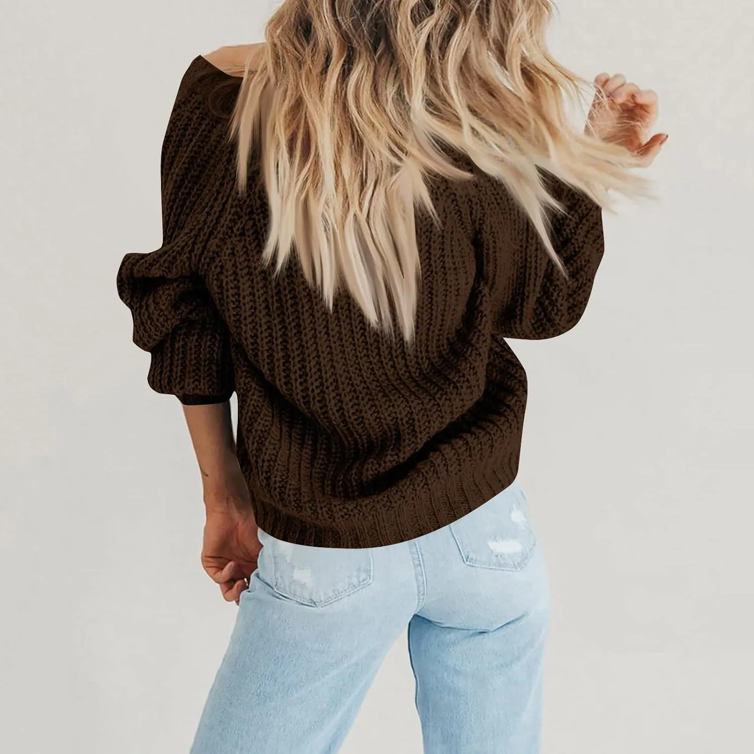 Button Up Sweaters For Woman Lightweight Cable Knit Cardigan Sweater V Neck Casual Chunky Knit Coat Fall Clothes