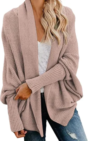 Cardigan Sweaters for Women Oversized Chunky Knit Kimono Slouchy Wrap Batwing Open Front Outwear Coat