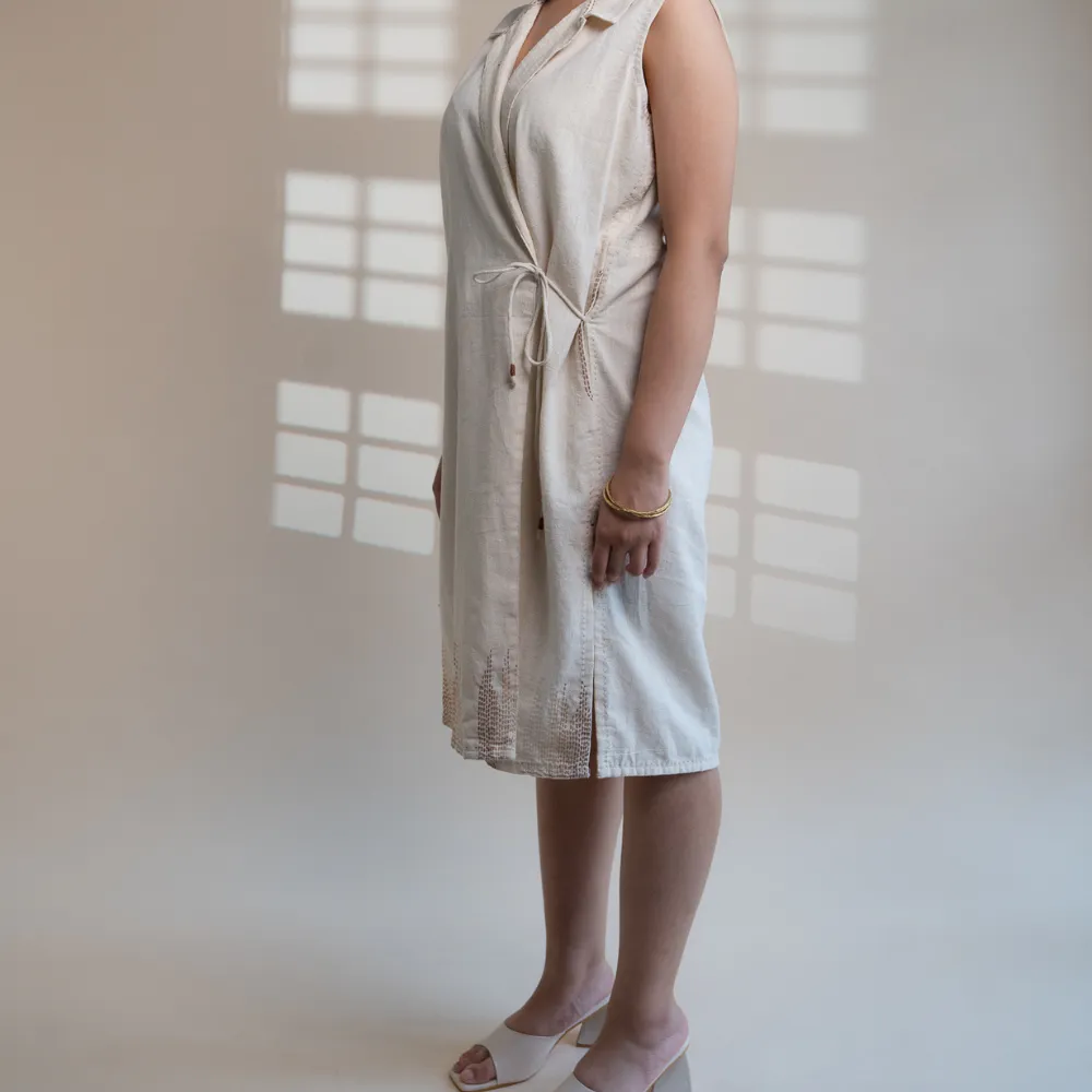 Collared Tie-Up Dress | Season Agnostic | Hand-Crafted | Easygoing Charm