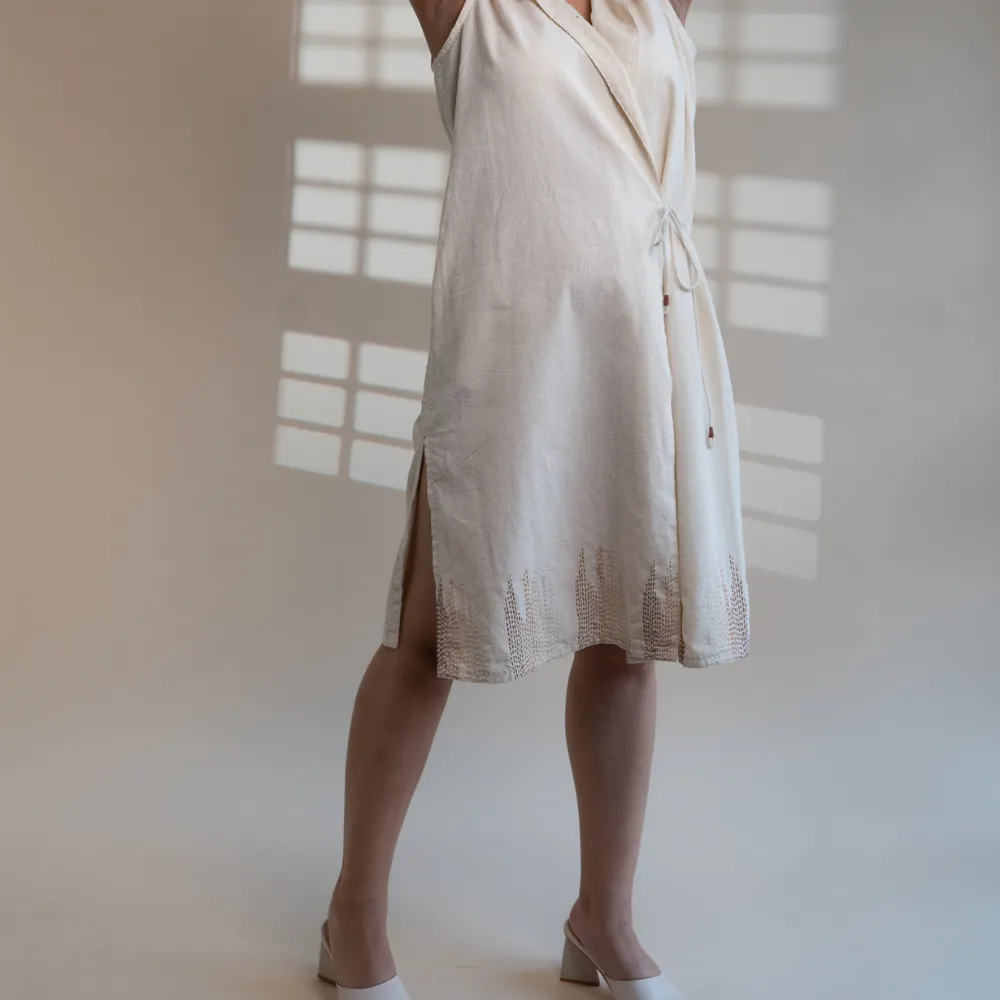 Collared Tie-Up Dress | Season Agnostic | Hand-Crafted | Easygoing Charm