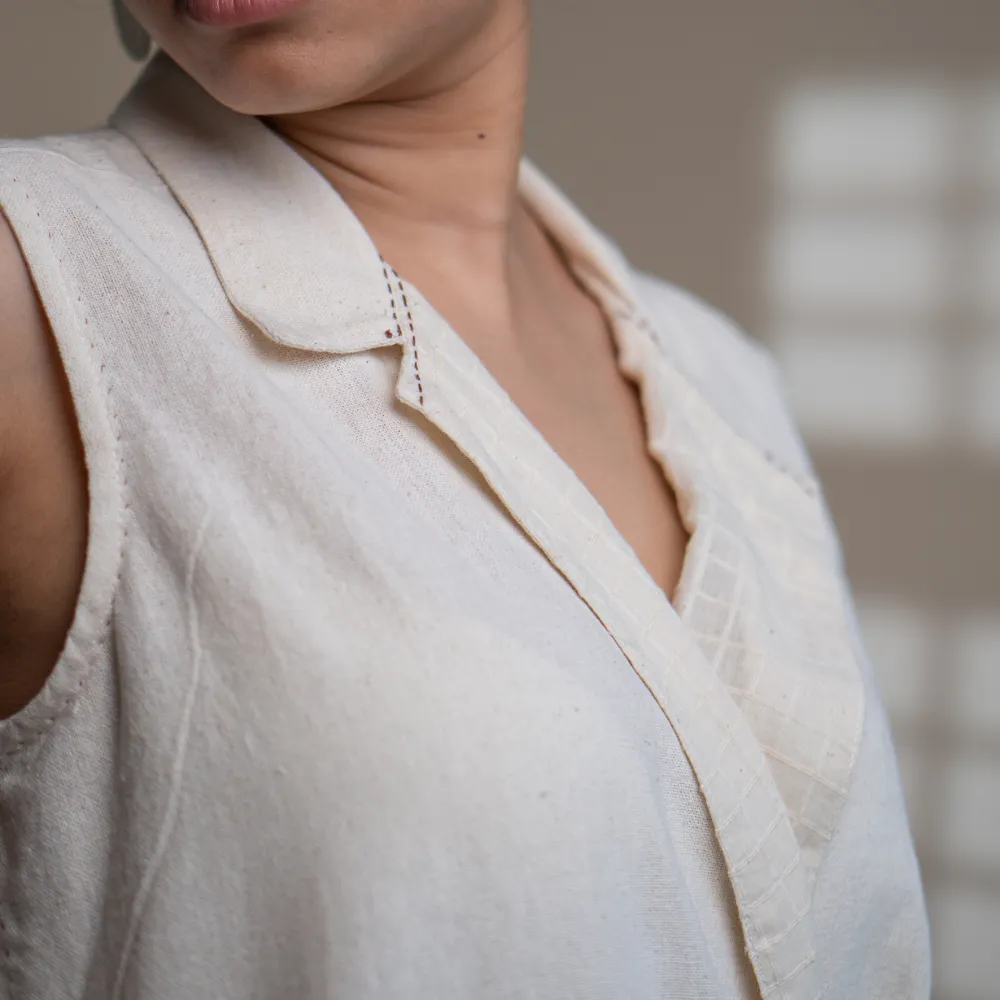 Collared Tie-Up Dress | Season Agnostic | Hand-Crafted | Easygoing Charm
