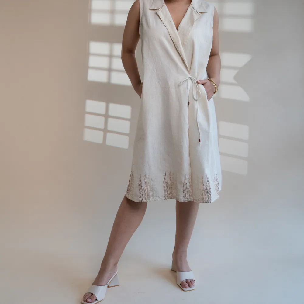Collared Tie-Up Dress | Season Agnostic | Hand-Crafted | Easygoing Charm
