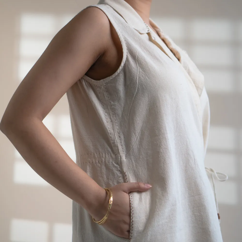 Collared Tie-Up Dress | Season Agnostic | Hand-Crafted | Easygoing Charm