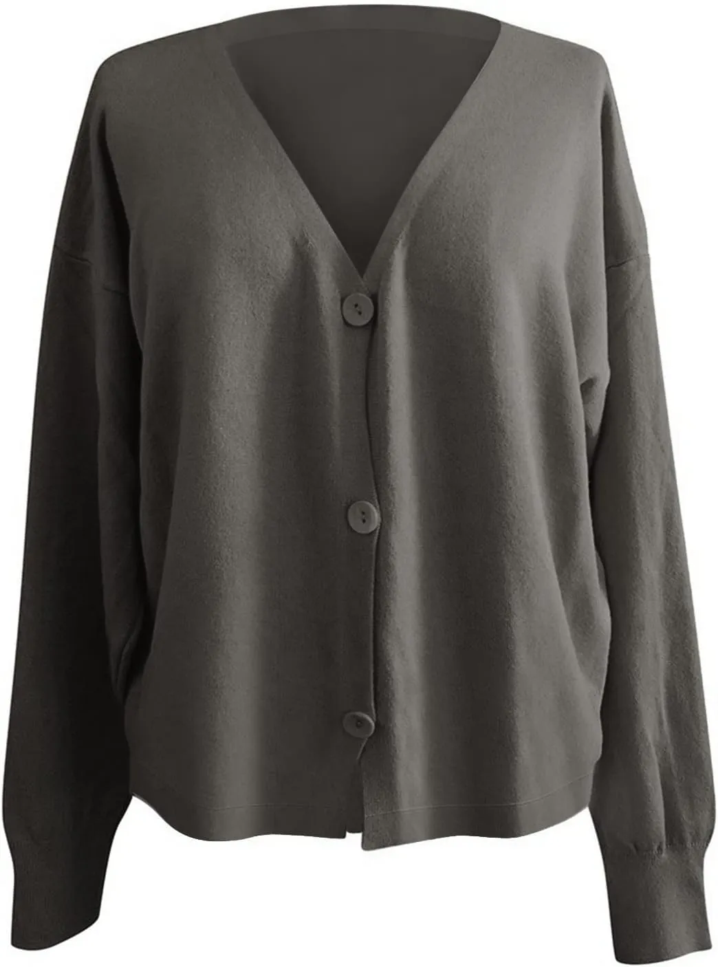 iLH 2024 Fall Open Front Cardigan for Women Loose Chunky Knitted Sweater V Neck Button Down Outwear Solid Casual Jacket