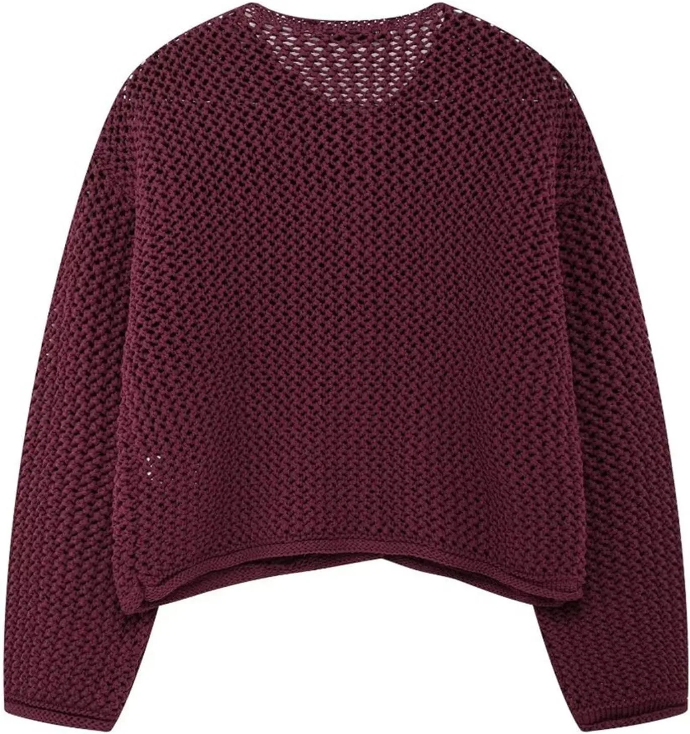 KEOMUD Women's Cropped Chunky Knit Cardigan Crochet Long Sleeve Button Down Open Front Sweater with Pockets Fall Outerwears