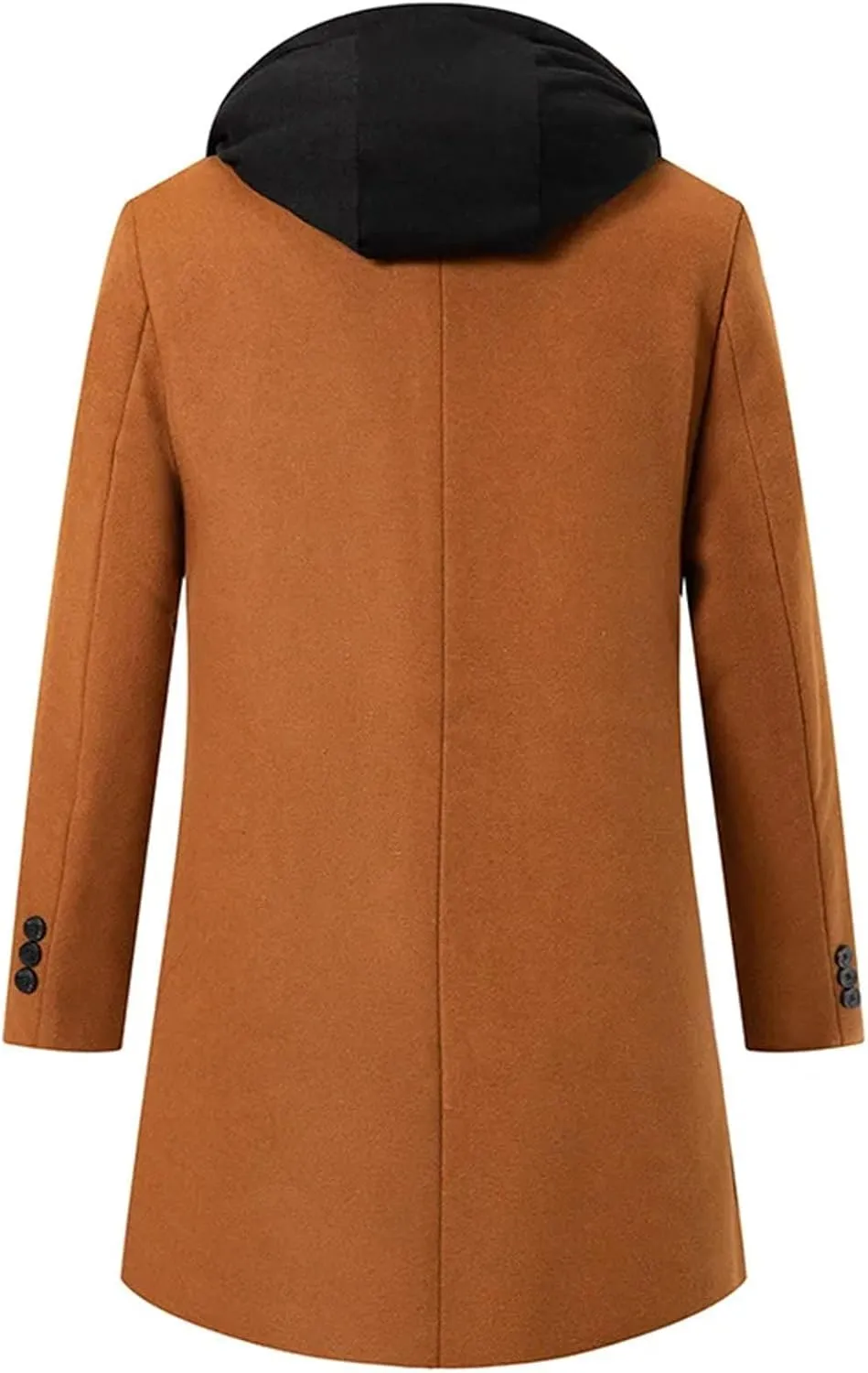Men's Patchwork Hooded Blends Jacket Coat Long Slim Solid Business Cardigan Outwear
