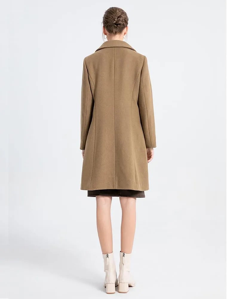 Minibee Women's Trench Coats Winter Wool Peacoat Warm Double Breasted Pea Coat Lapel Jacket Outwear