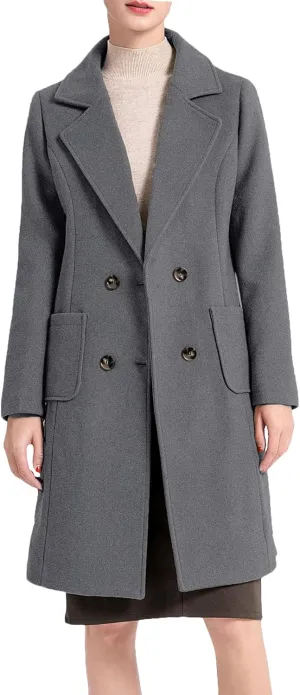 Minibee Women's Trench Coats Winter Wool Peacoat Warm Double Breasted Pea Coat Lapel Jacket Outwear