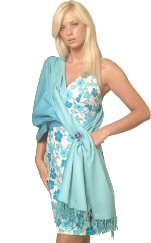 Pashmina Scarf-poncho-silk-blanket-cape-shawl-scarf-mens scarf-scarves for women-scarf for men-shemagh-keffiyeh-dress shawl(Caribe Blue)