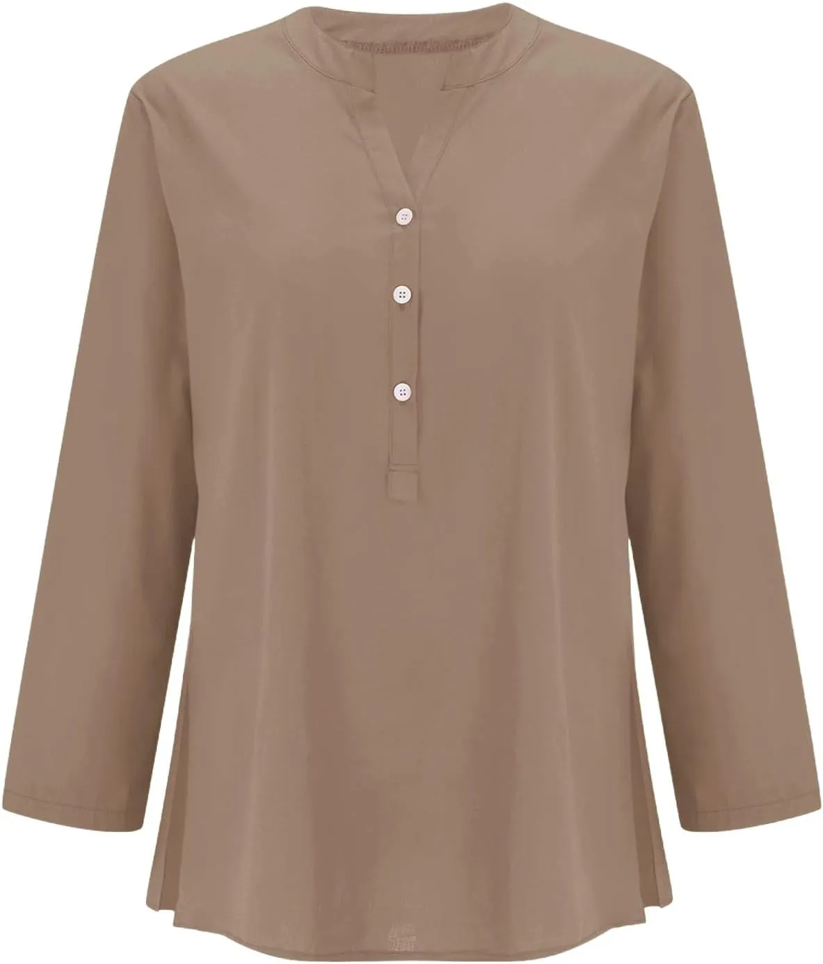 Summer Tops Women 2025 Short Sleeve Cotton Linen Shirts Casual Button V Neck Boho Blouses Plus Size Spring Clothes