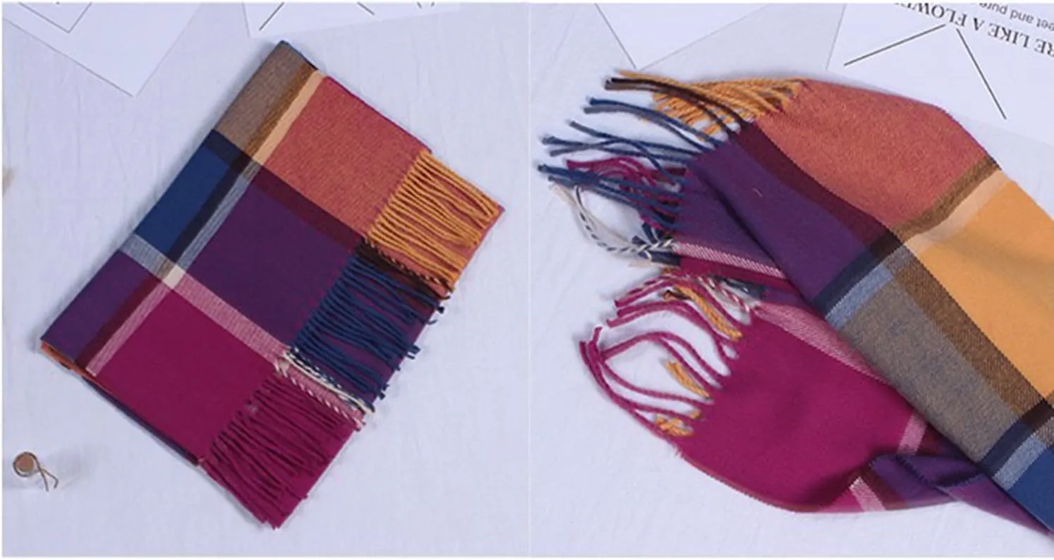 Wander Agio Winter Kids Scarf Warm Shawls Scarves Parent-child Scarf Womens Plaid Scarfs Small
