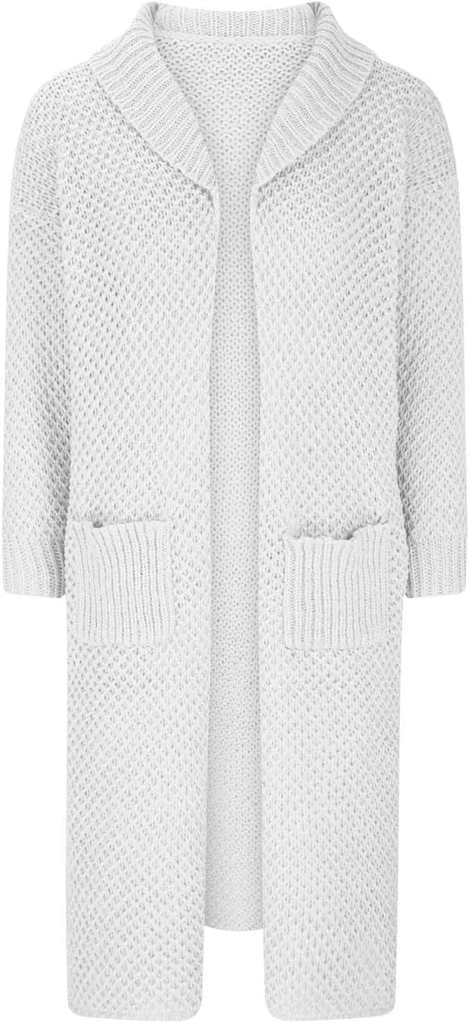 Women's 2024 Fall Winter Casual Long Sleeve Lapel Knit Cardigan Sweater Loose Trendy Clothing Outerwear with Pockets