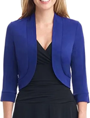 Women's Cropped Cardigan 3/4 Sleeve Bolero Shrug Sweater Cardigans Lightweight Knit Jacket Shrugs for Dresses