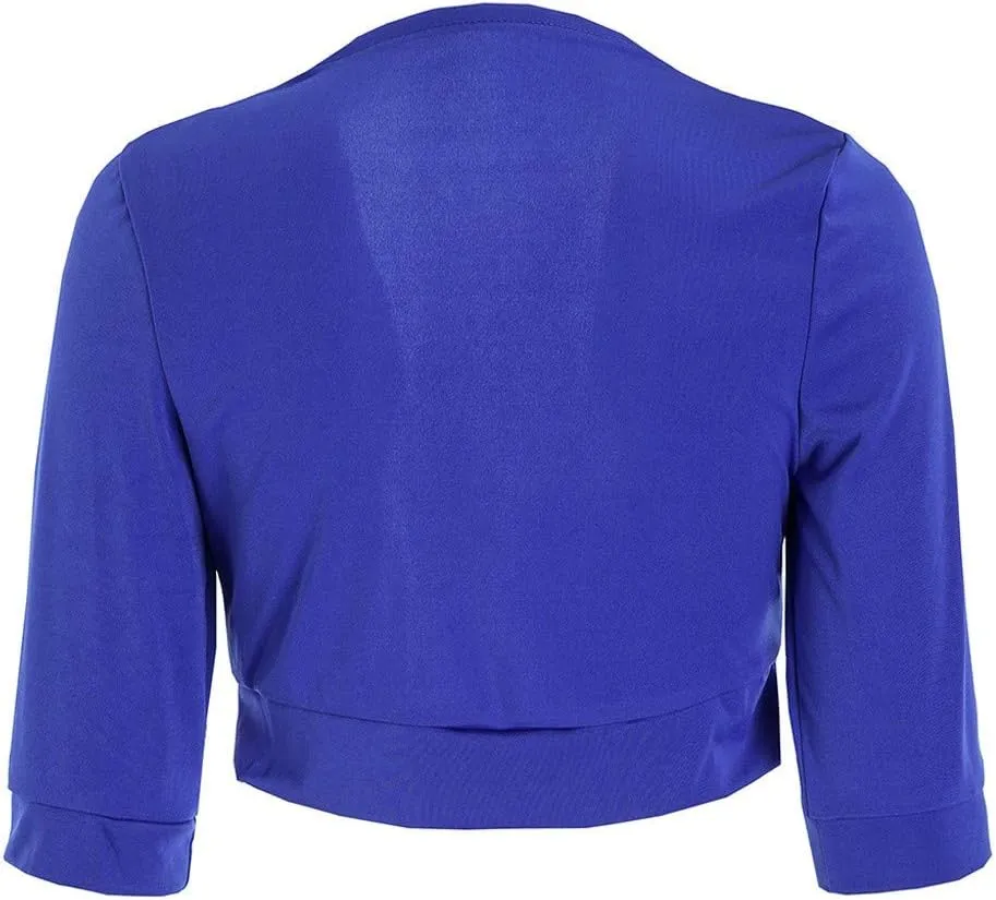 Women's Cropped Cardigan 3/4 Sleeve Bolero Shrug Sweater Cardigans Lightweight Knit Jacket Shrugs for Dresses