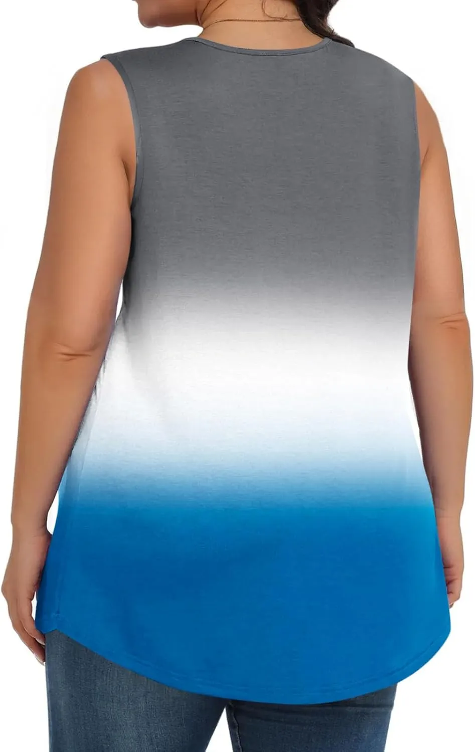 Womens Plus Size Tank Tops Summer Sleeveless Shirts Workout Basic Gradient Comfy Tanks Tee Tunics Flowy Pleated Blouse