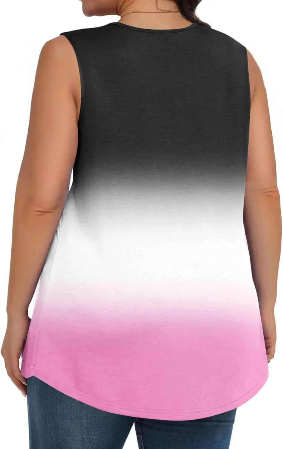 Womens Plus Size Tank Tops Summer Sleeveless Shirts Workout Basic Gradient Comfy Tanks Tee Tunics Flowy Pleated Blouse