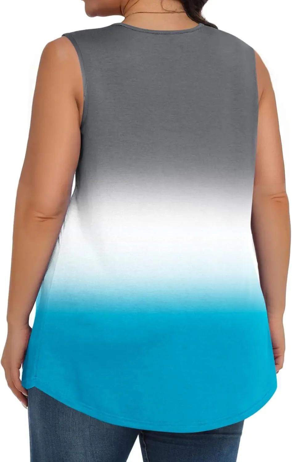 Womens Plus Size Tank Tops Summer Sleeveless Shirts Workout Basic Gradient Comfy Tanks Tee Tunics Flowy Pleated Blouse