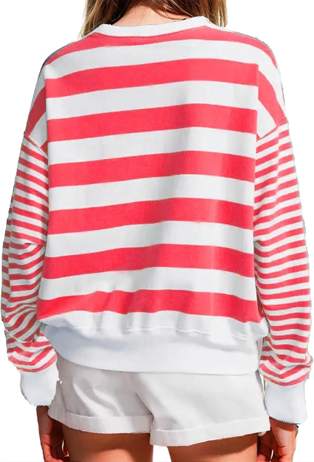 Women's Regular Fit Sweatshirts Loose Comfy Striped Print Long Sleeve Pullover Hoodie Autumnn Outdoor Crewneck Tunics